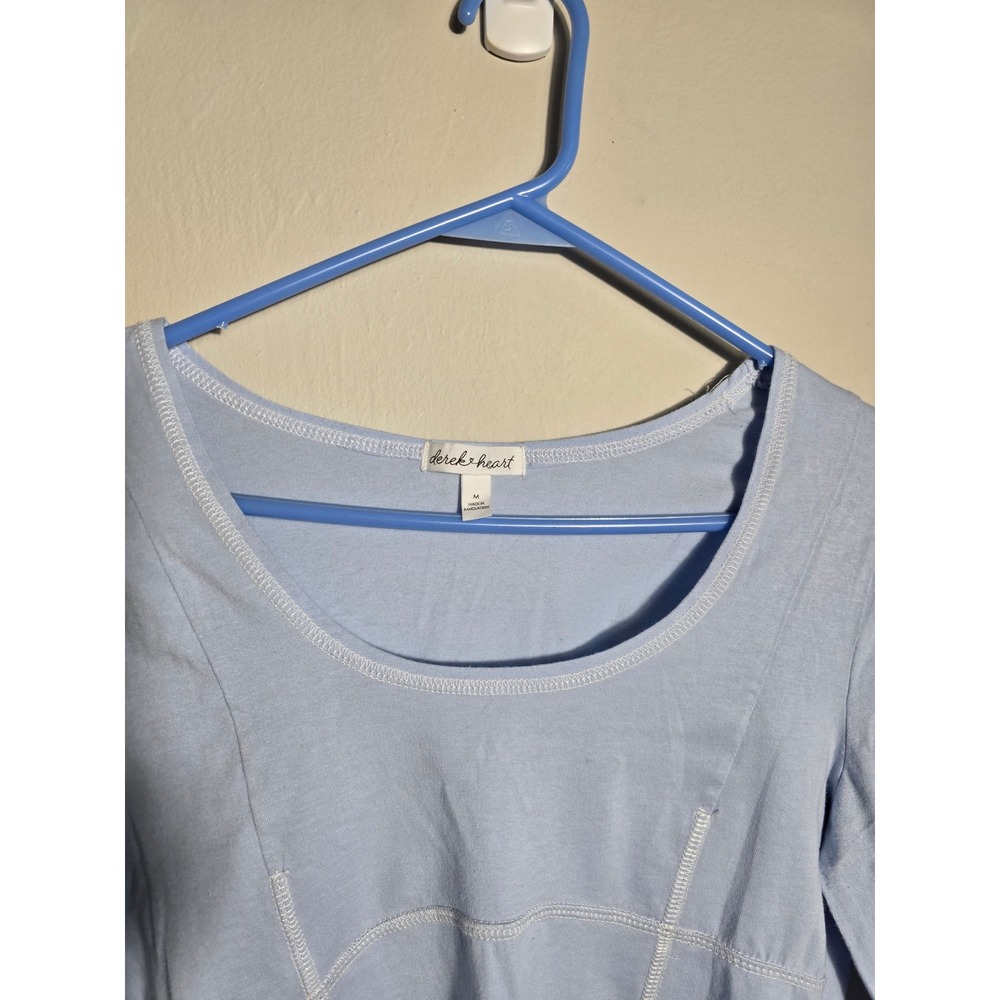 Derek Heart Crop Top Long Sleeve Fitted‎ Lightweight Blue Size M